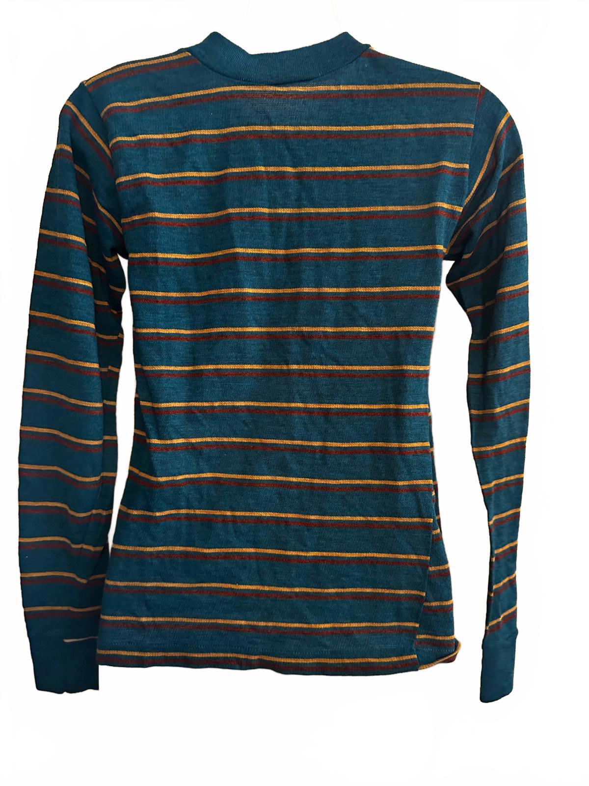 Vintage striped knit mock neck long sleeve top XXS