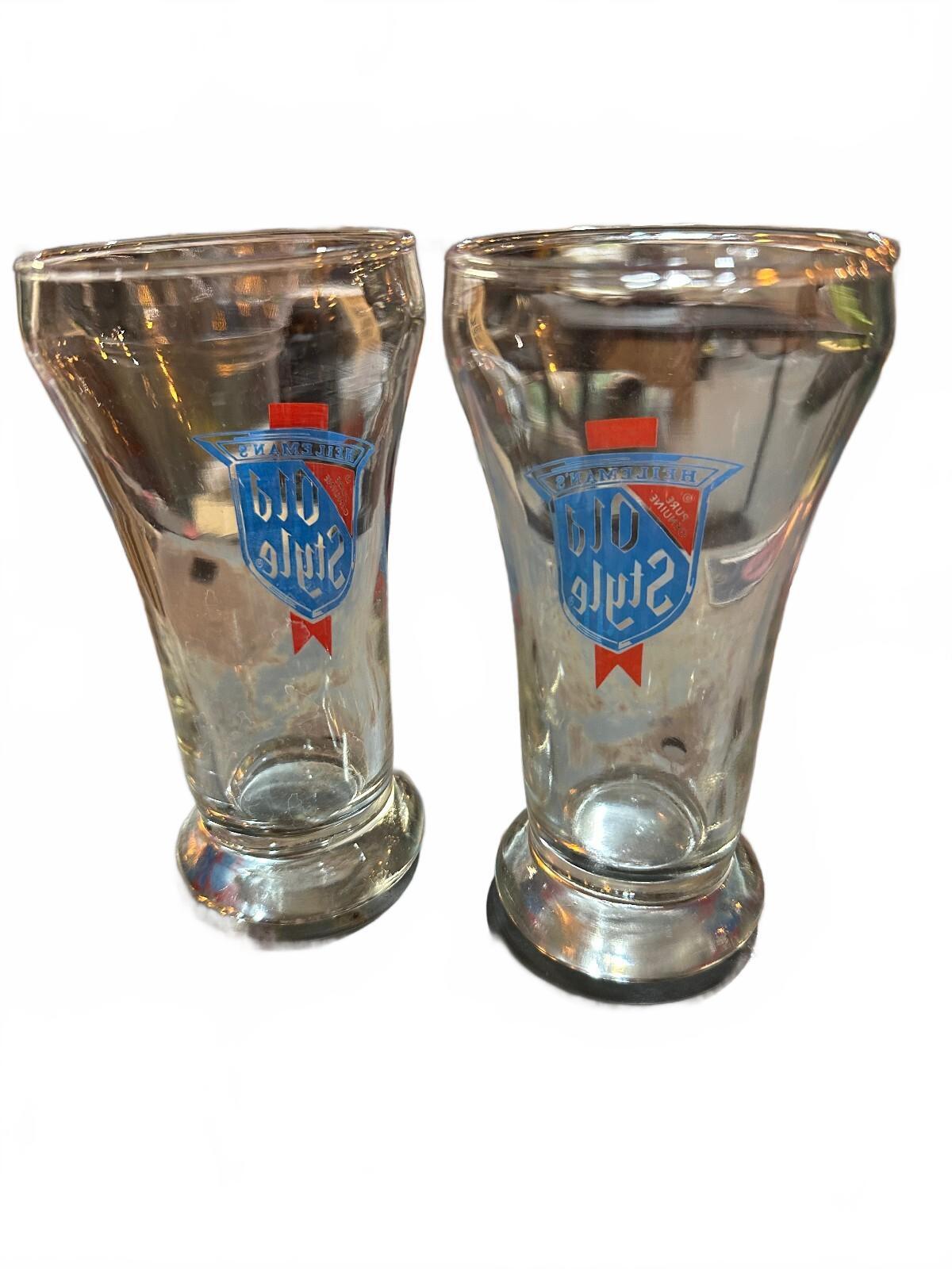 Vintage Heileman's Old Style Beer Glasses Set of 2