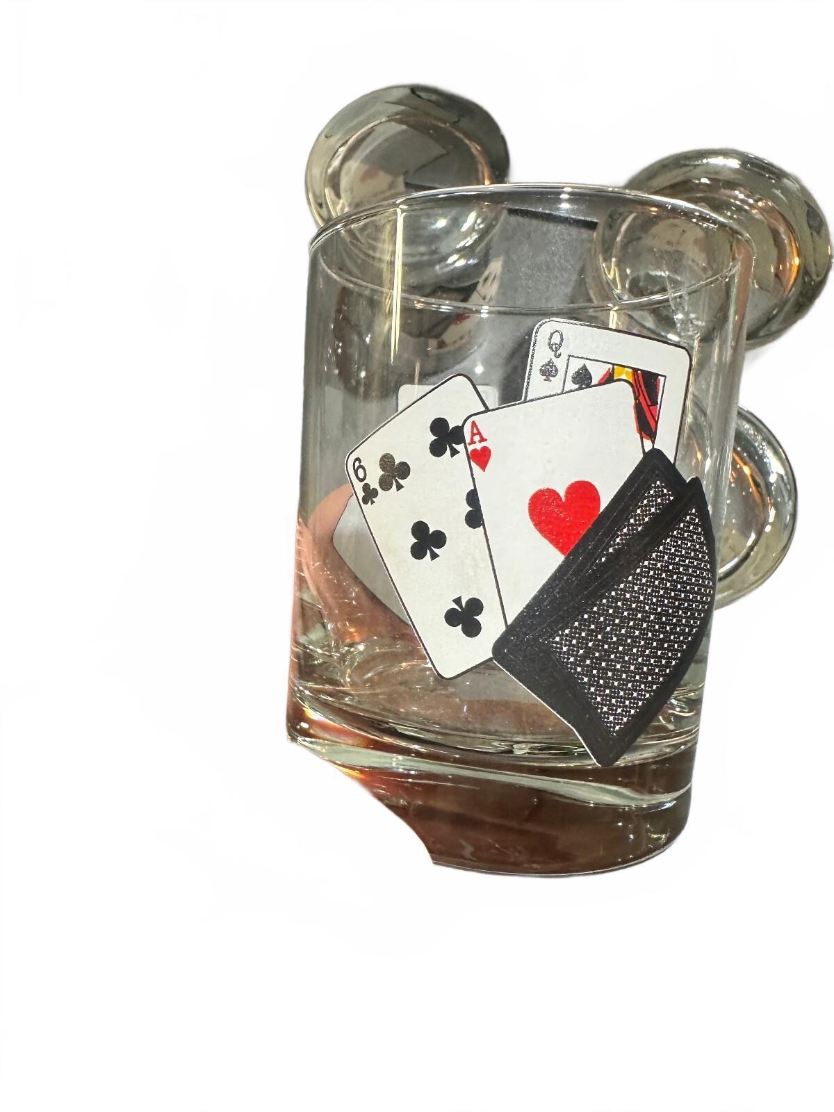 Vintage Poker Playing Card Rocks Glasses Set of 8