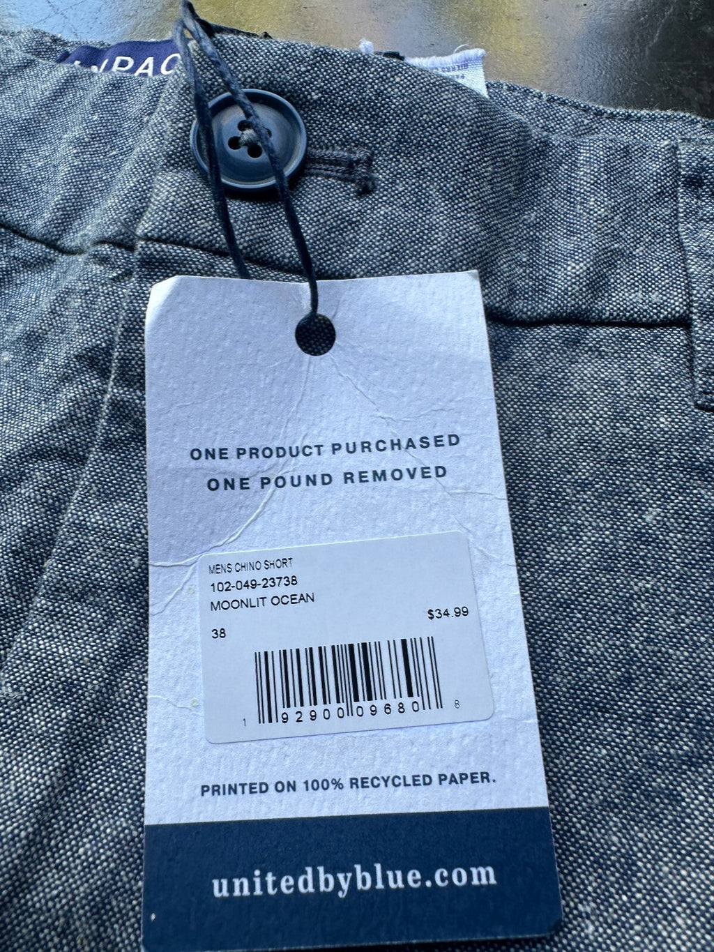 NWT Impact Collection Chambray Chino Shorts 38