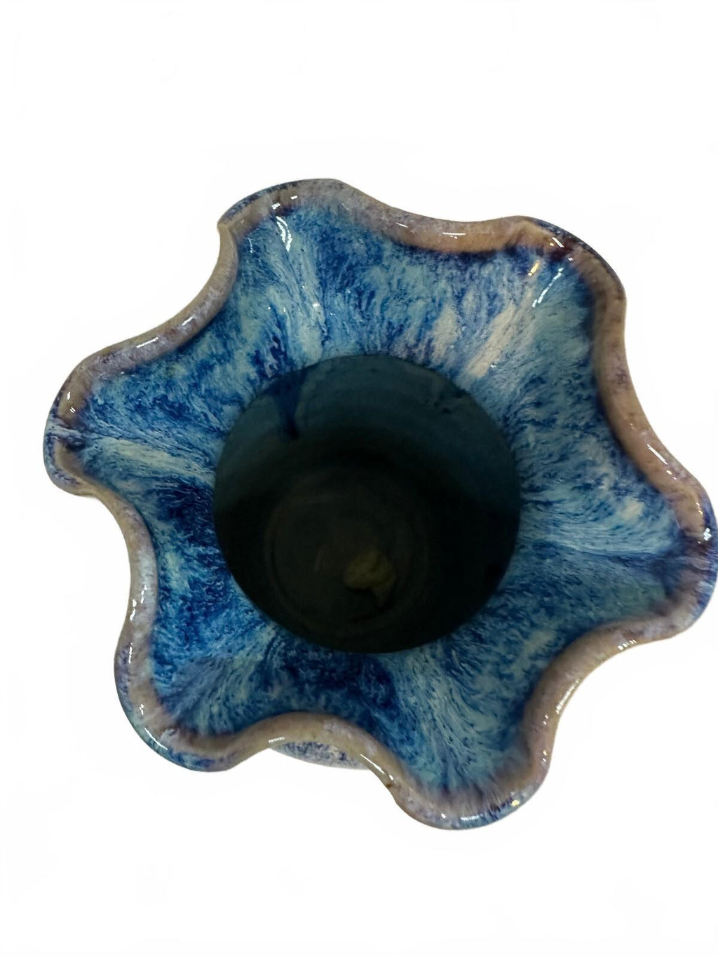 Vintage DK Clay NC Blue Drip Glaze Pottery Vase