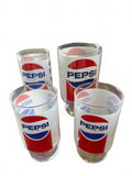 4 Vintage 1970s Pepsi-Cola Red White Blue Glasses