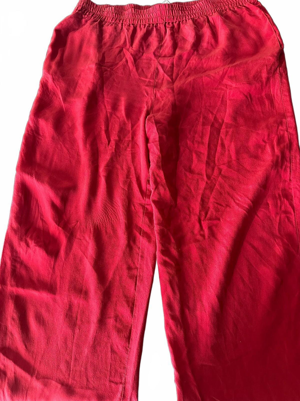 Side Line Red 100% Silk Pull-On Pants Medium
