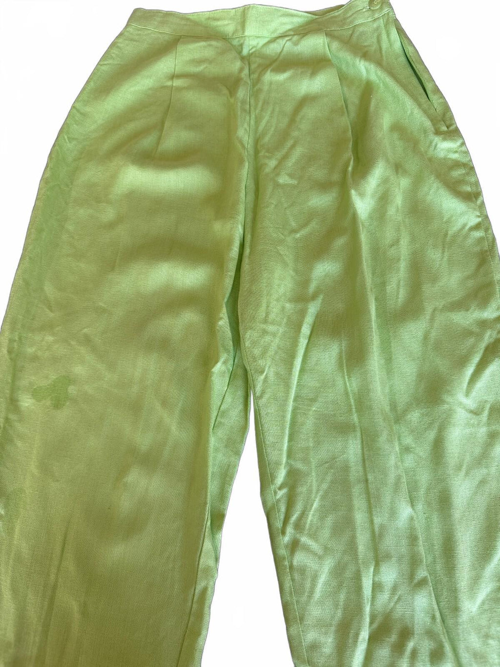 WL Sportswear Lime Green Linen Blend Pants 6 USA