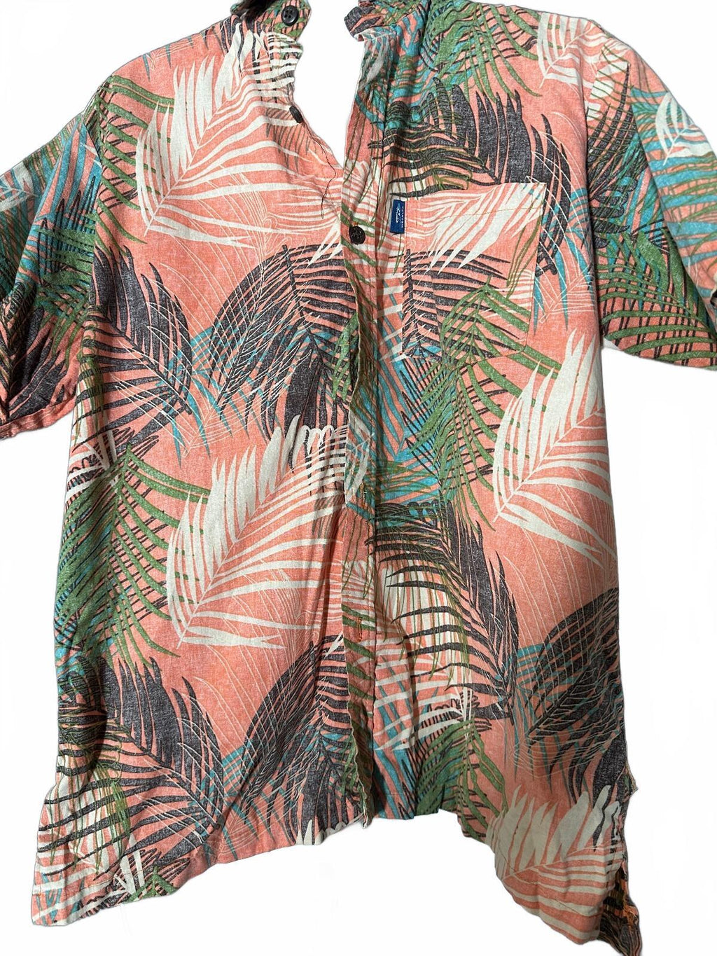 Aisokula by Fiji Orange Tropical Hawaiian Shirt S