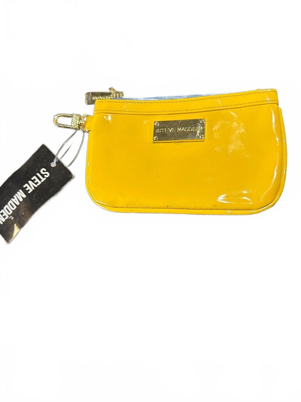 Steve Madden Yellow Patent Wristlet Pouch NWT