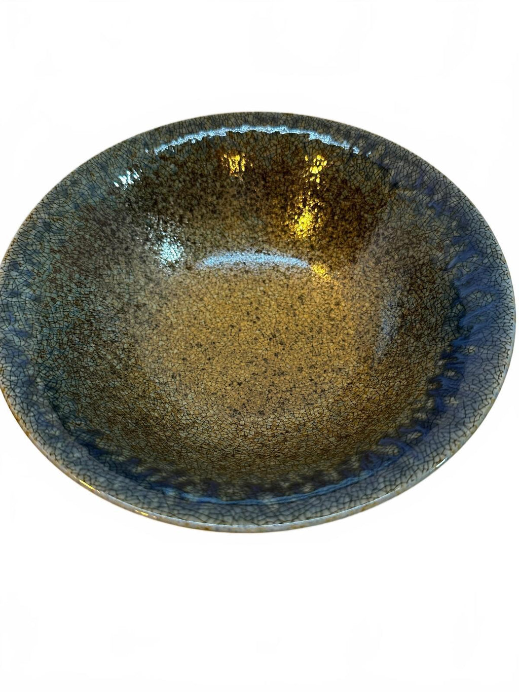 Set of 3 Signed Studio Pottery Stoneware Bowls Blue Brown