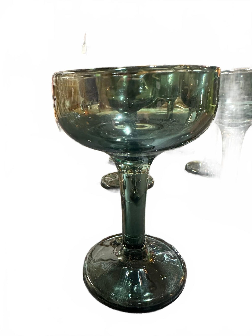 Vintage Smoky Green Champagne Sherbet Glasses Set of 7