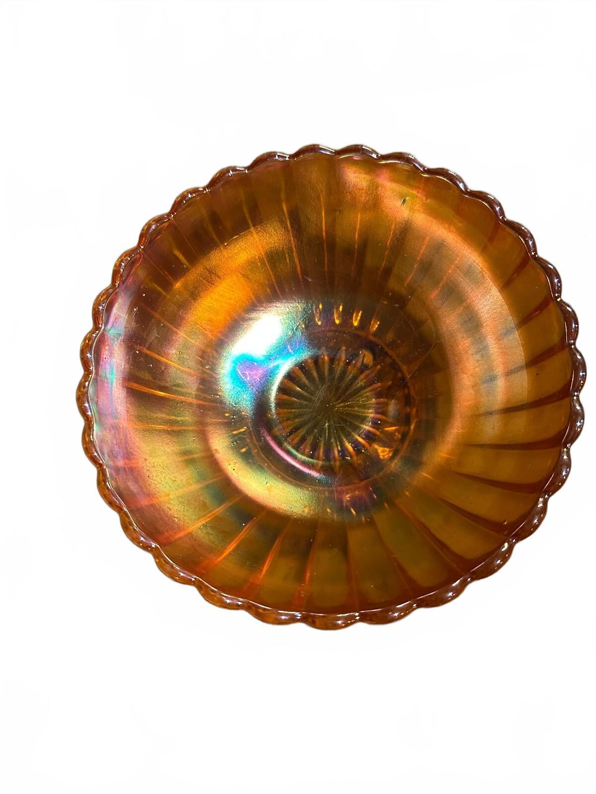 Vintage Marigold Carnival Glass Bowl & Creamer Set