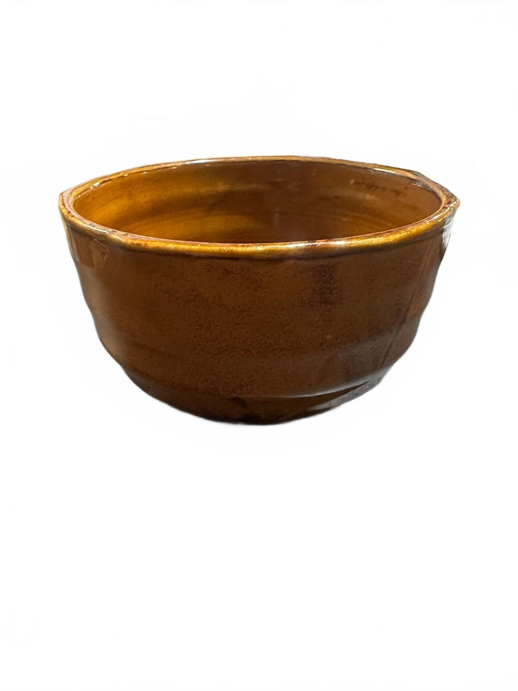 Vintage Hand Thrown Brown Glazed Stoneware Bowl
