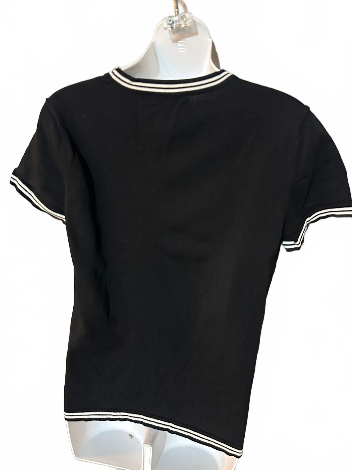 Karl Lagerfeld Paris Black Knit Pocket Top Medium