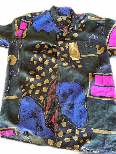 Robert Stock Silk Abstract Shirt Men's Medium