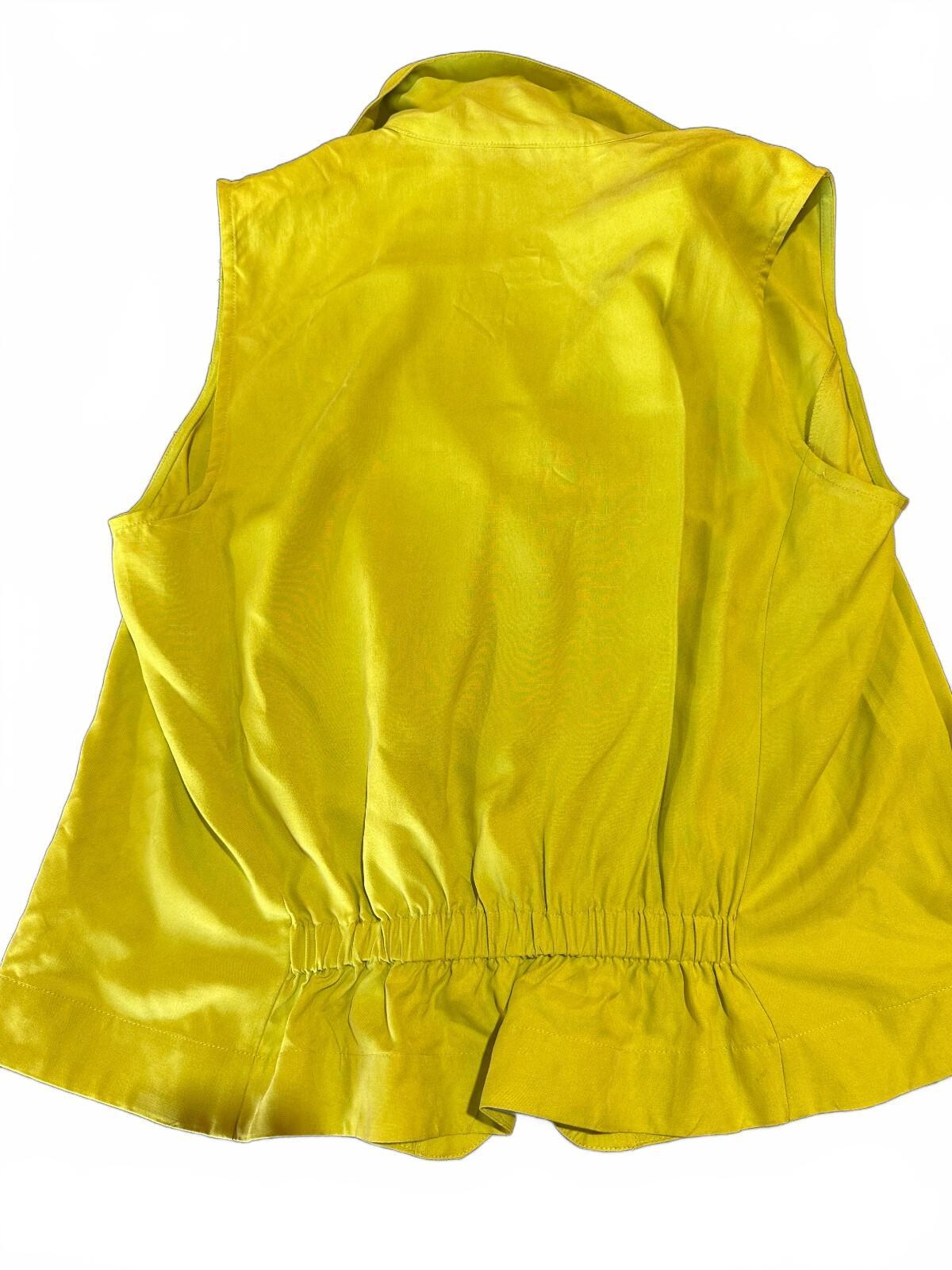 Peter Martin Chartreuse Silk Sleeveless Blouse M