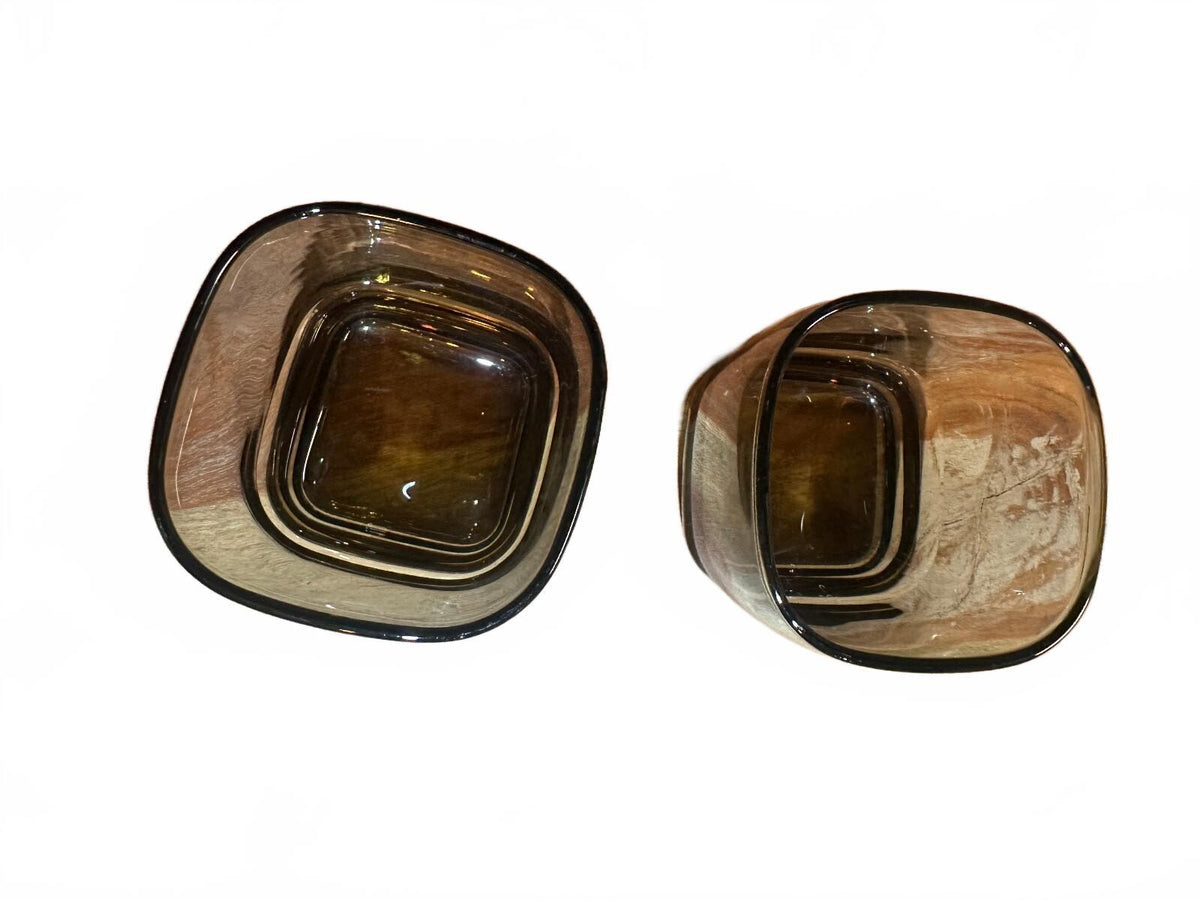 Vintage Libbey Carrington Brown Square Rocks Glasses