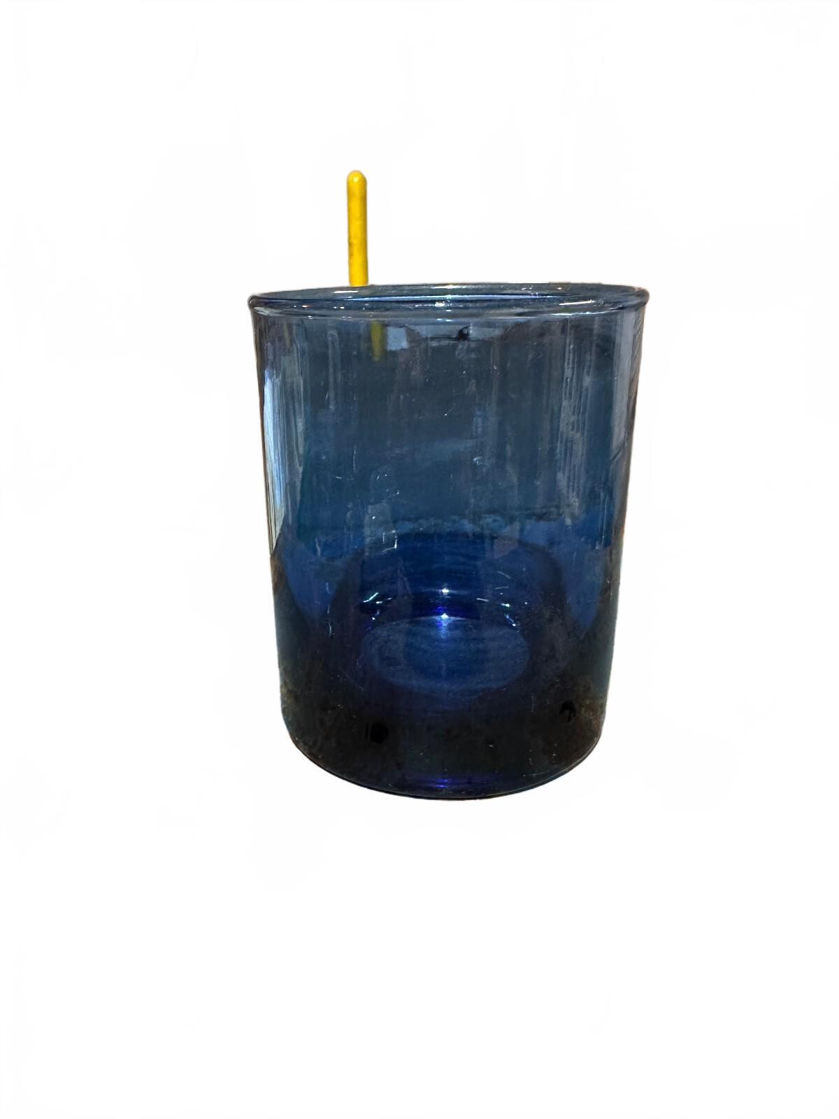 Vintage Cobalt Blue Glass Tumbler Heavy Base 4"