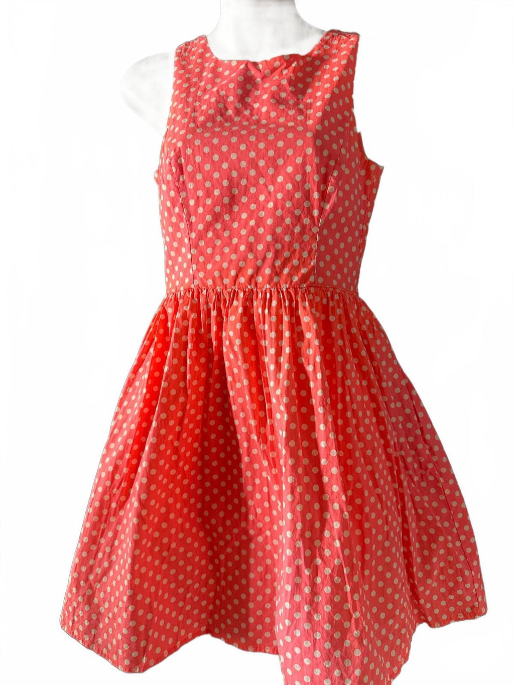 RNB Coral Polka Dot Fit Flare Dress L