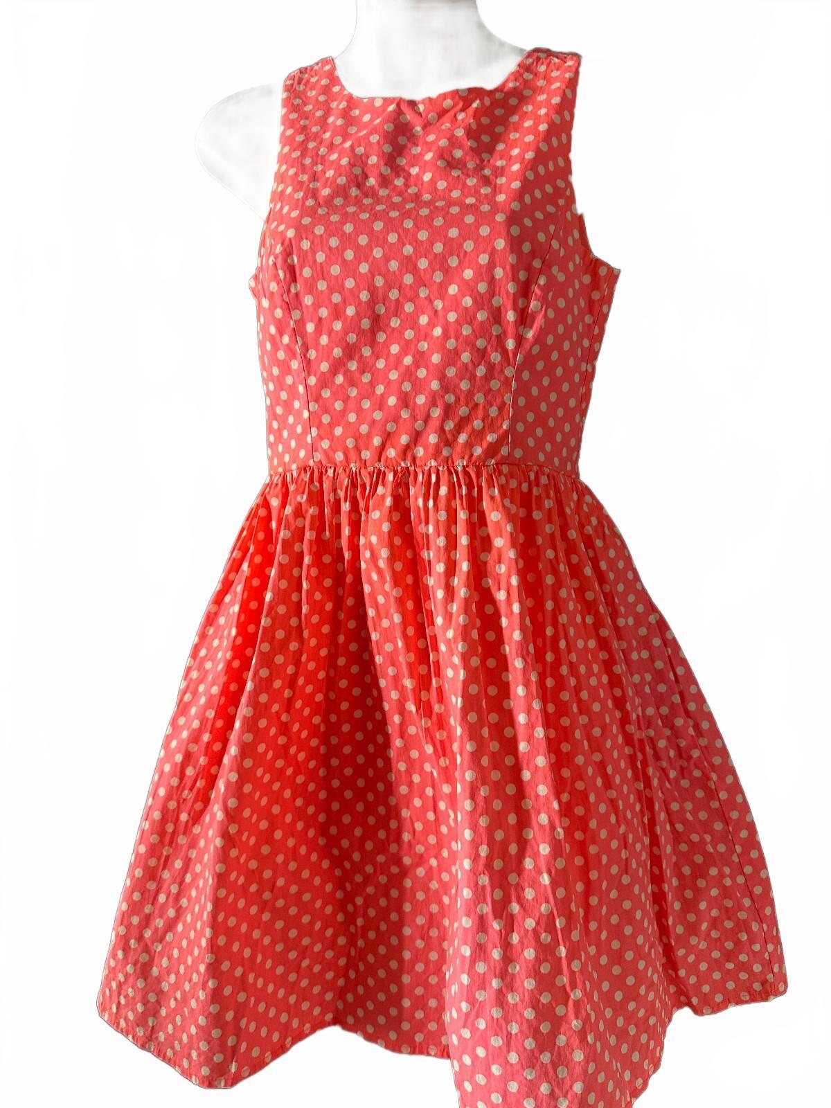 RNB Coral Polka Dot Fit Flare Dress L