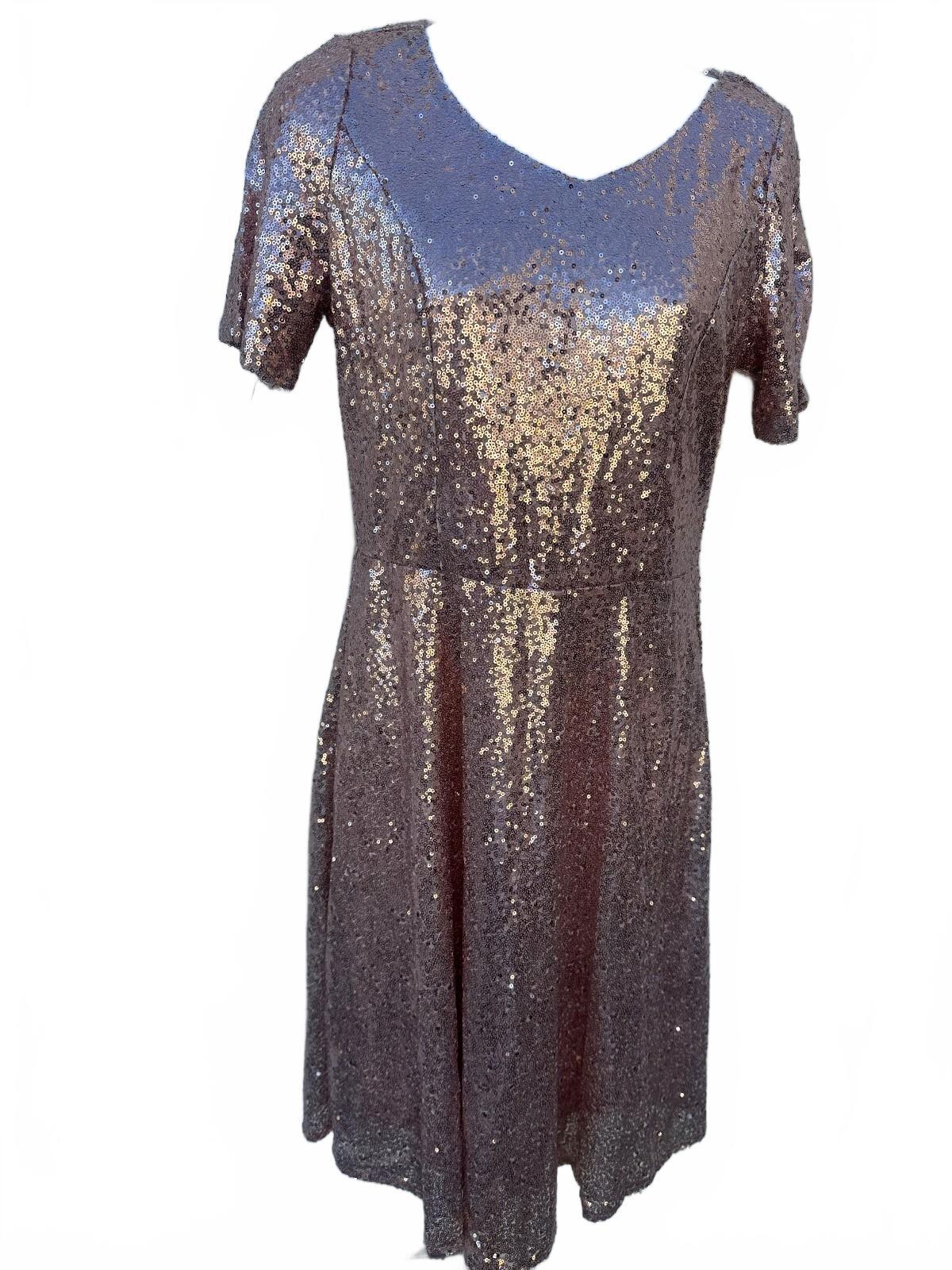Rose Gold Sequin Cocktail Dress Women's Small