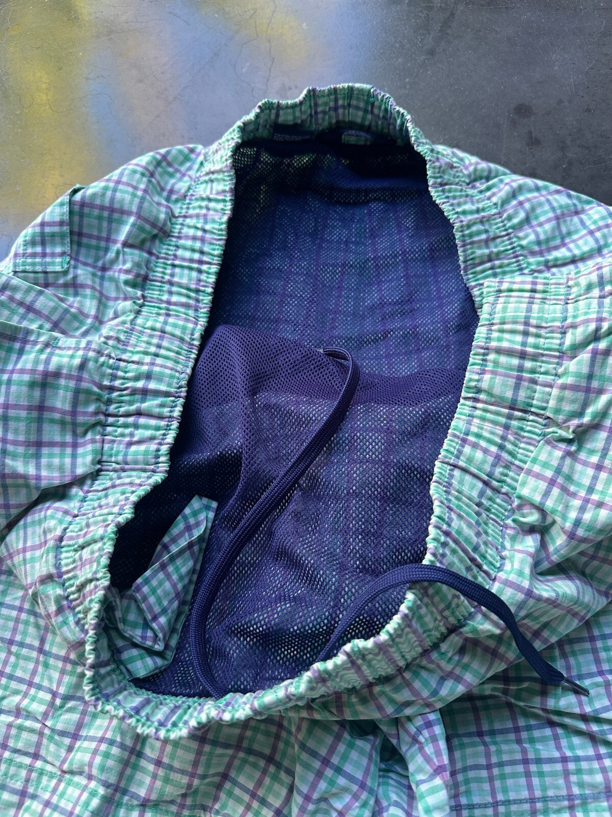 Polo Sport Plaid Swim Trunks L Purple Green Lined