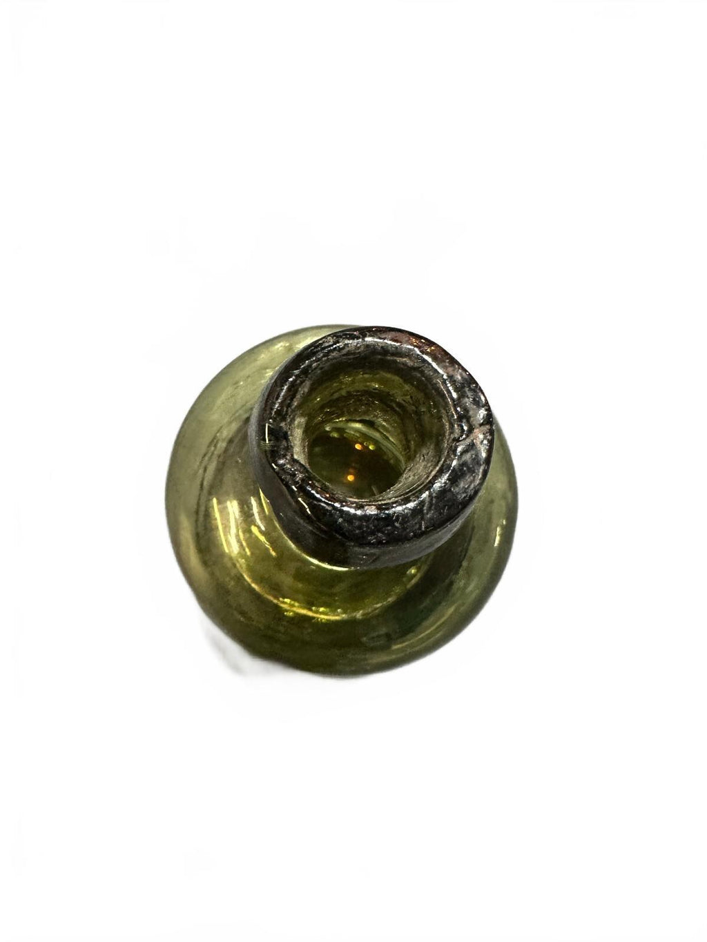 Antique Olive Green Glass Wine Bottle Applied Lip 13"