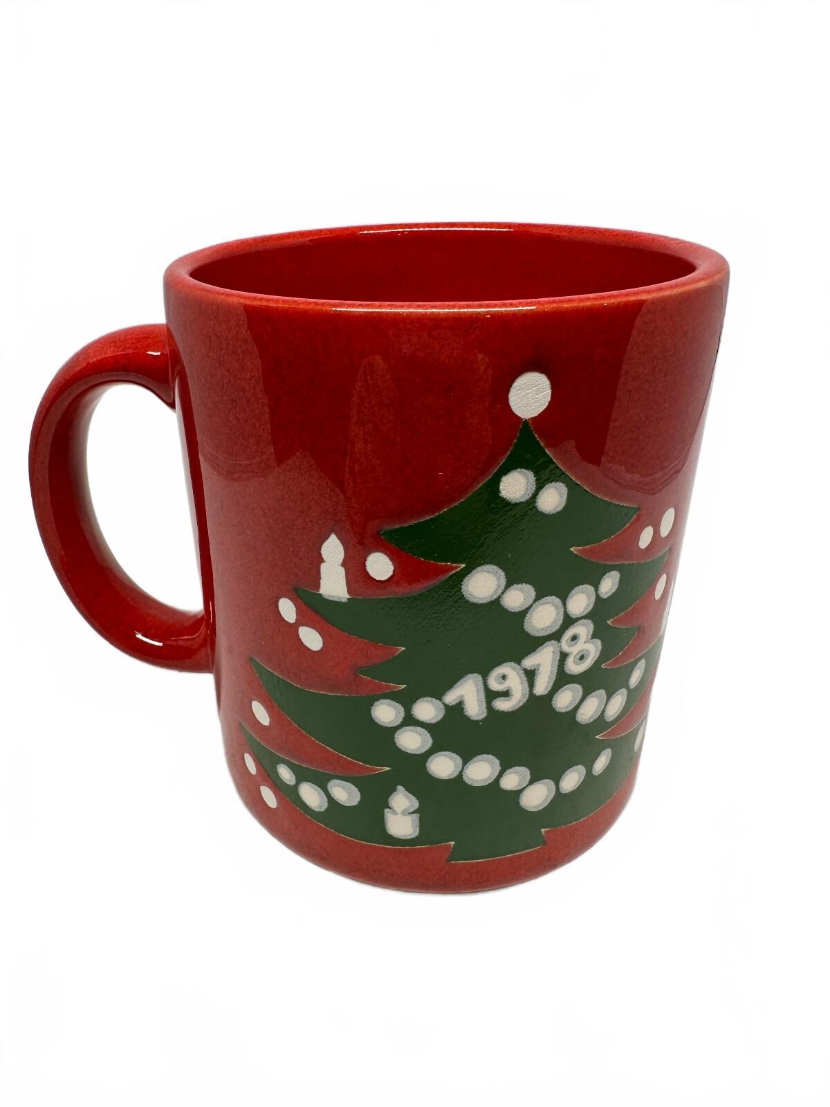 Vintage 1978 Home-Spun Christmas Tree Mug Red