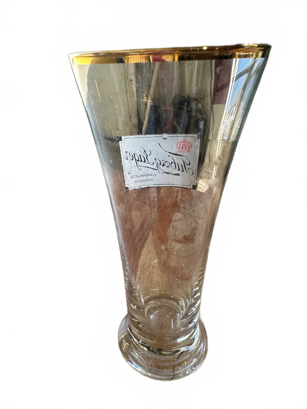 Vintage Tuborg Lager Copenhagen Gold Rim Beer Glass