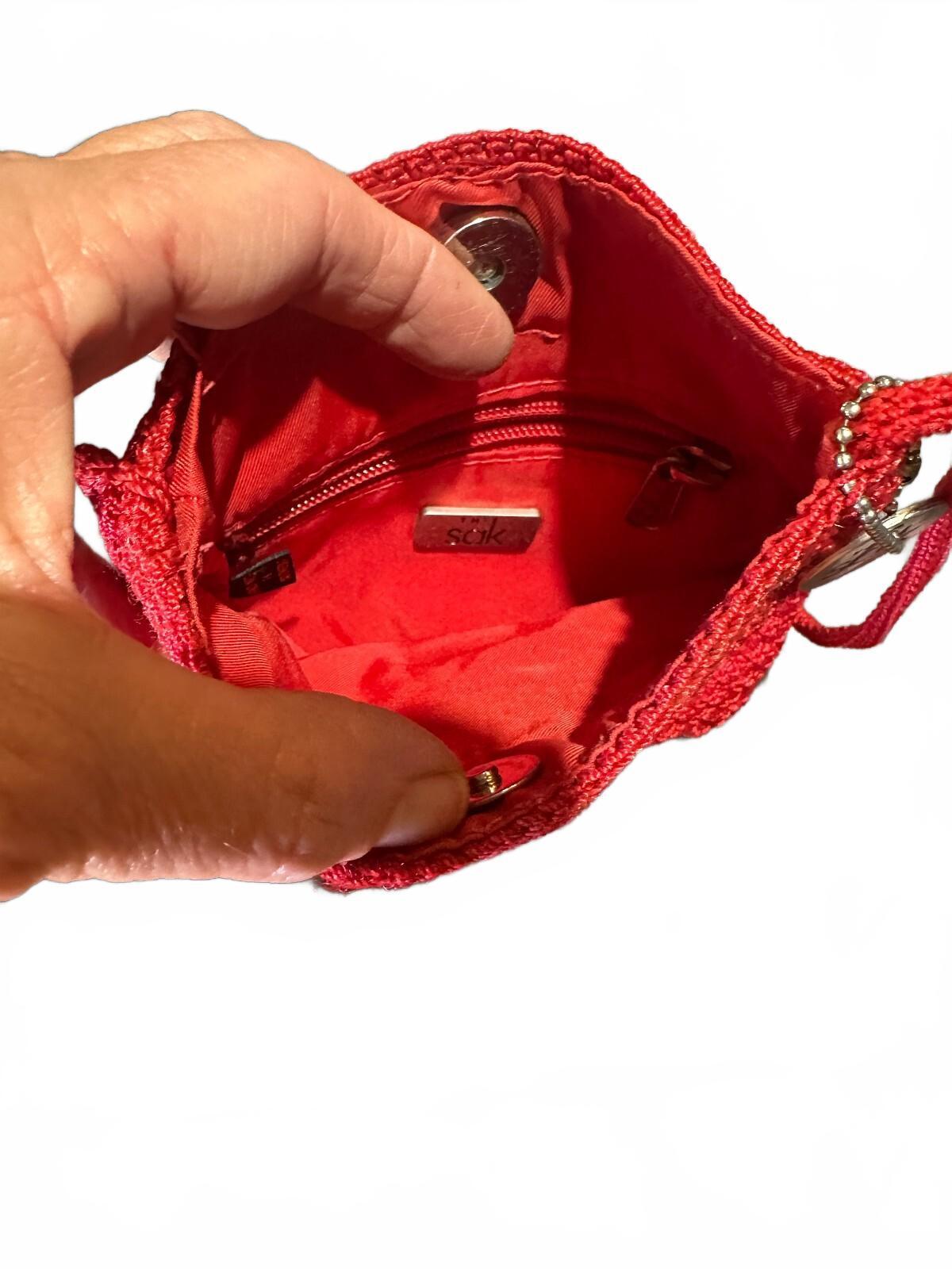The Sak Red Crochet Mini Crossbody Phone Bag
