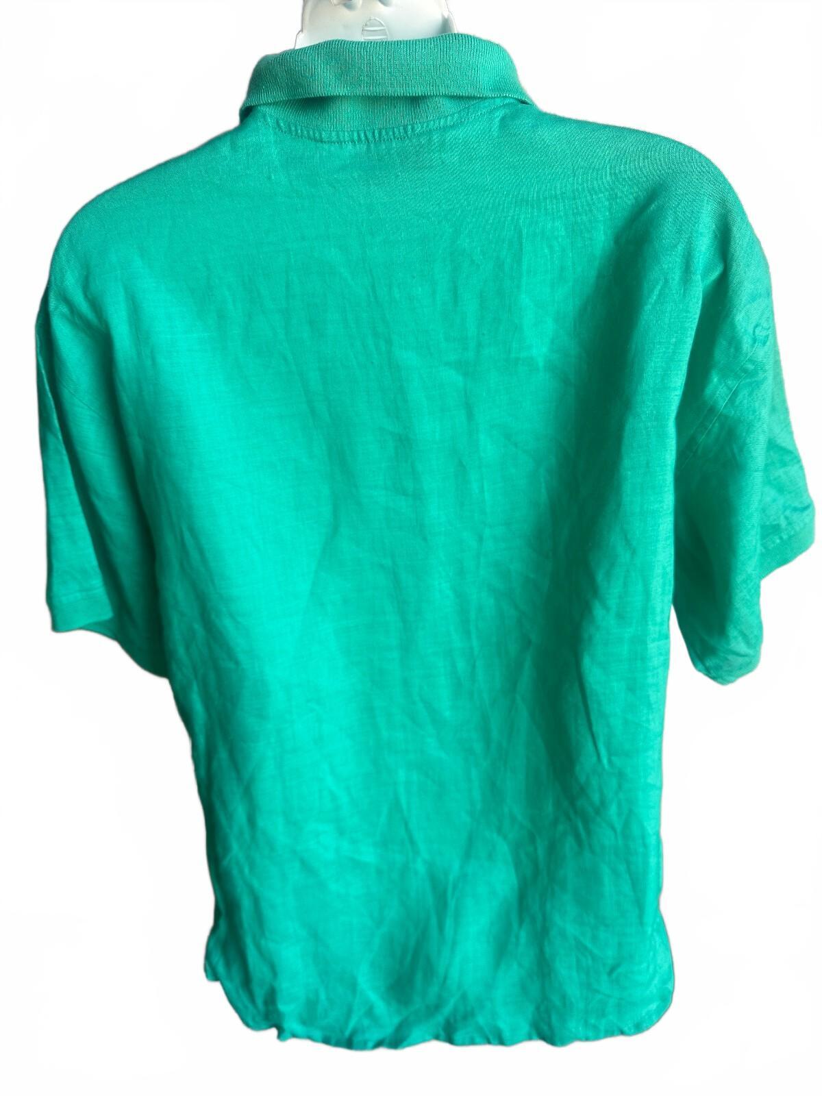 TOTO n KO 100% Linen Teal Button Front Shirt NWT M