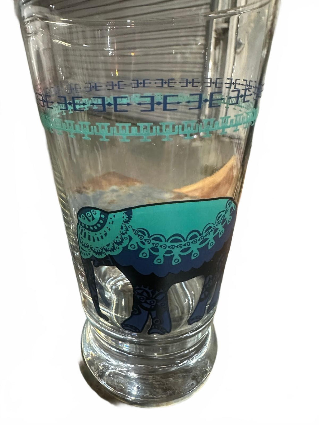 Vintage Elephant Tumblers Pink Blue Glasses Set of 2