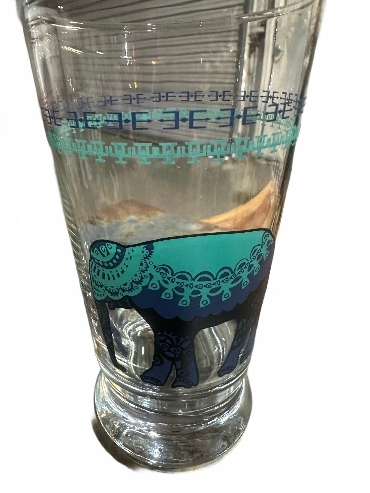 Vintage Elephant Tumblers Pink Blue Glasses Set of 2