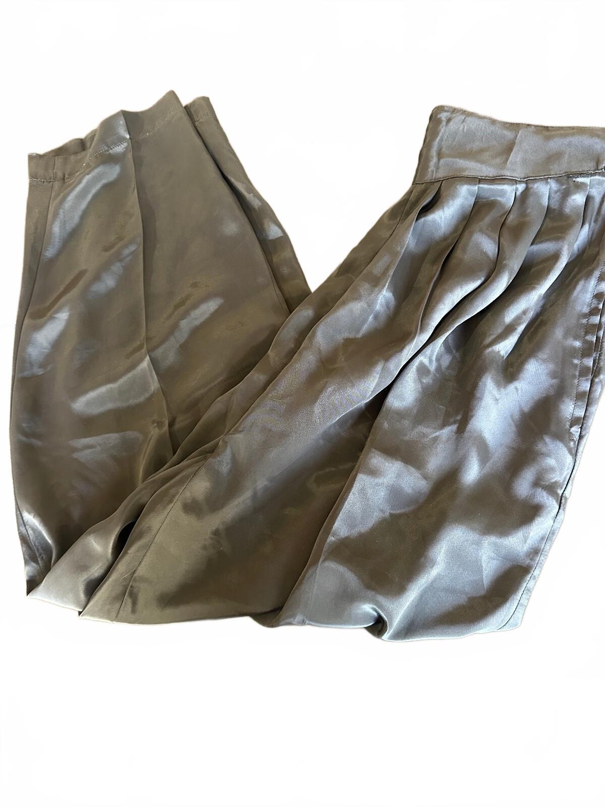 Black Silk Wide Leg Pull-On Pants Women's S