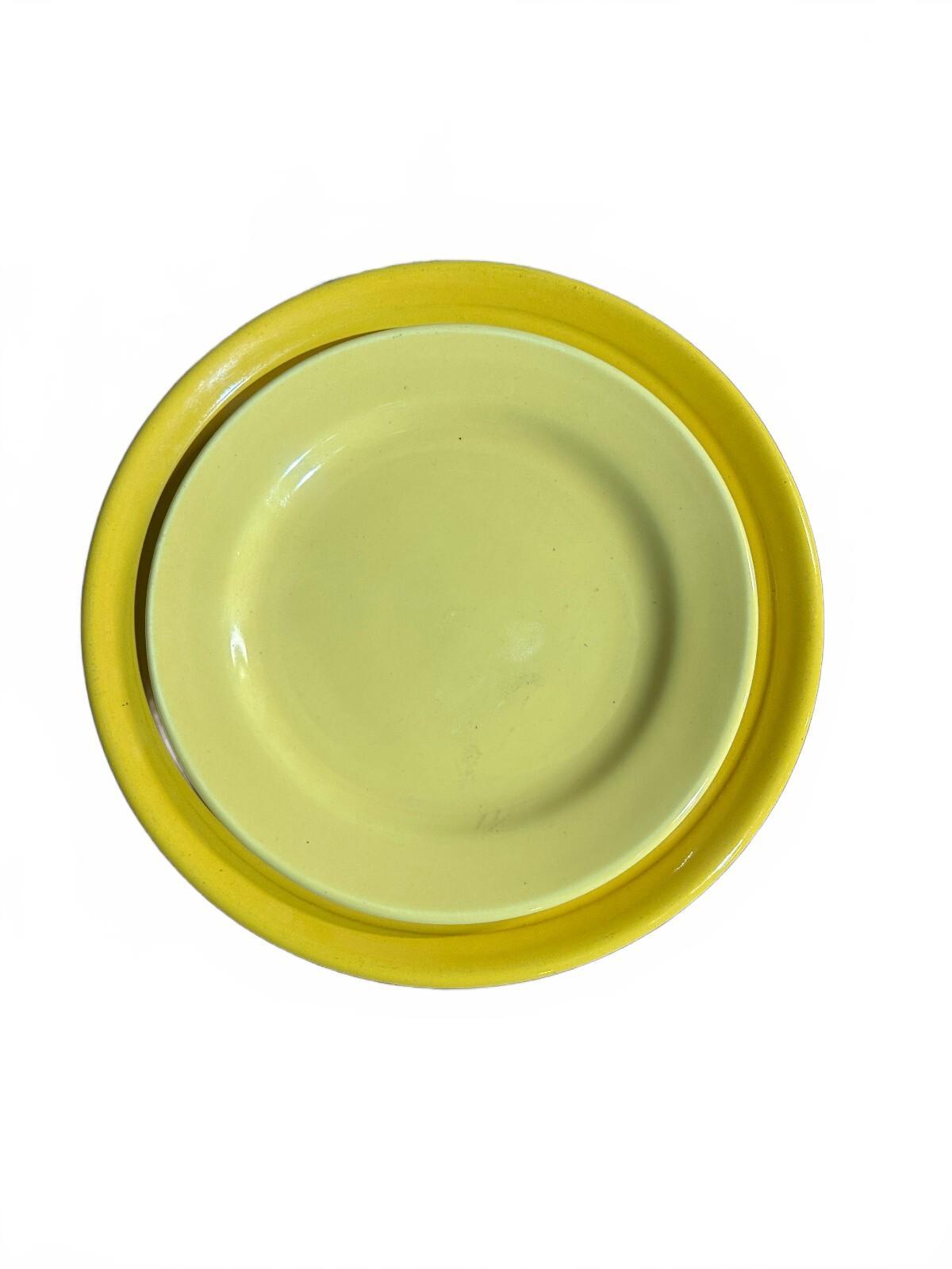 Vintage Los Angeles California Pottery Yellow Plates Set 2