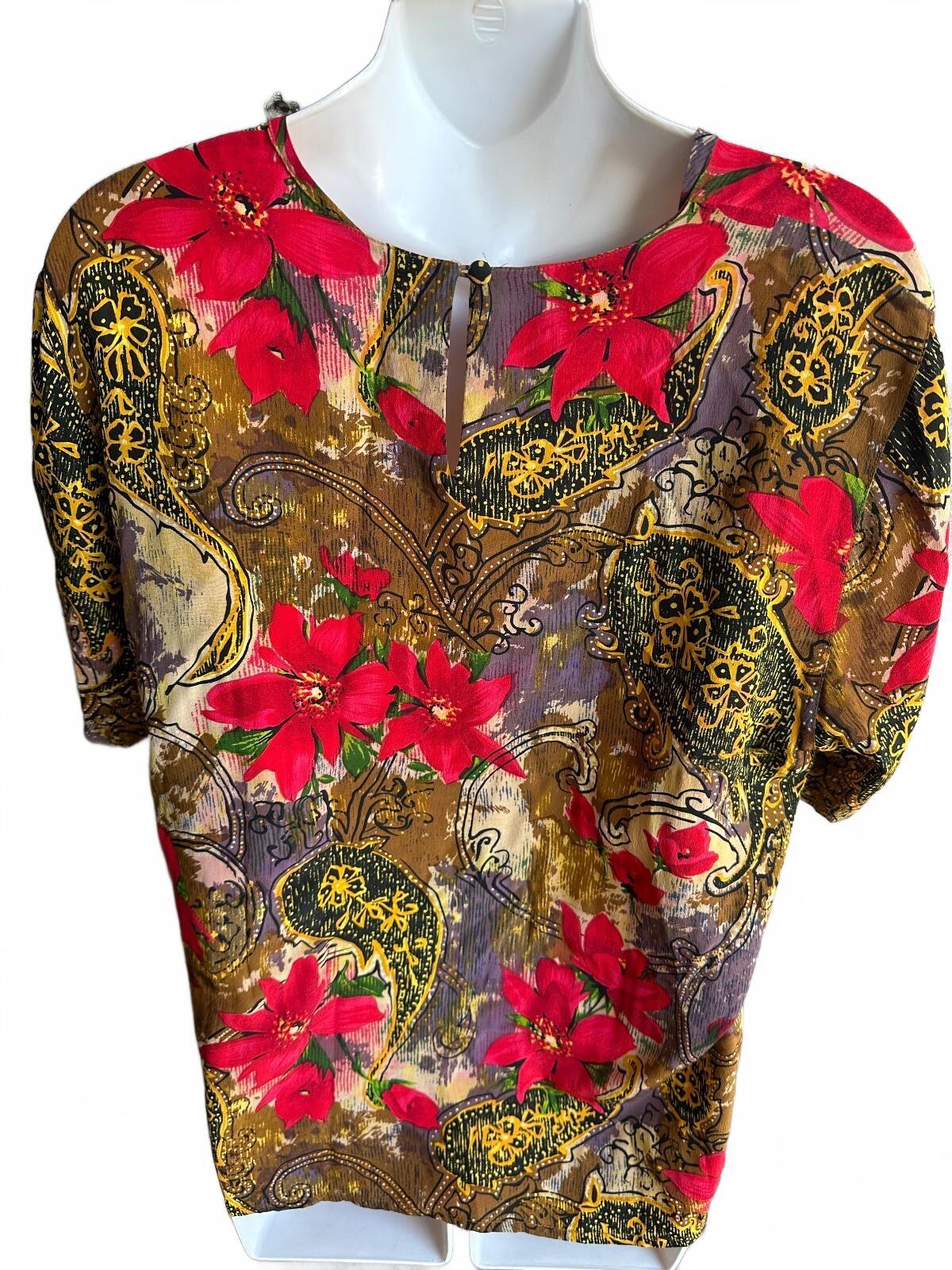 Christie & Jill Silk Floral Paisley Blouse Large