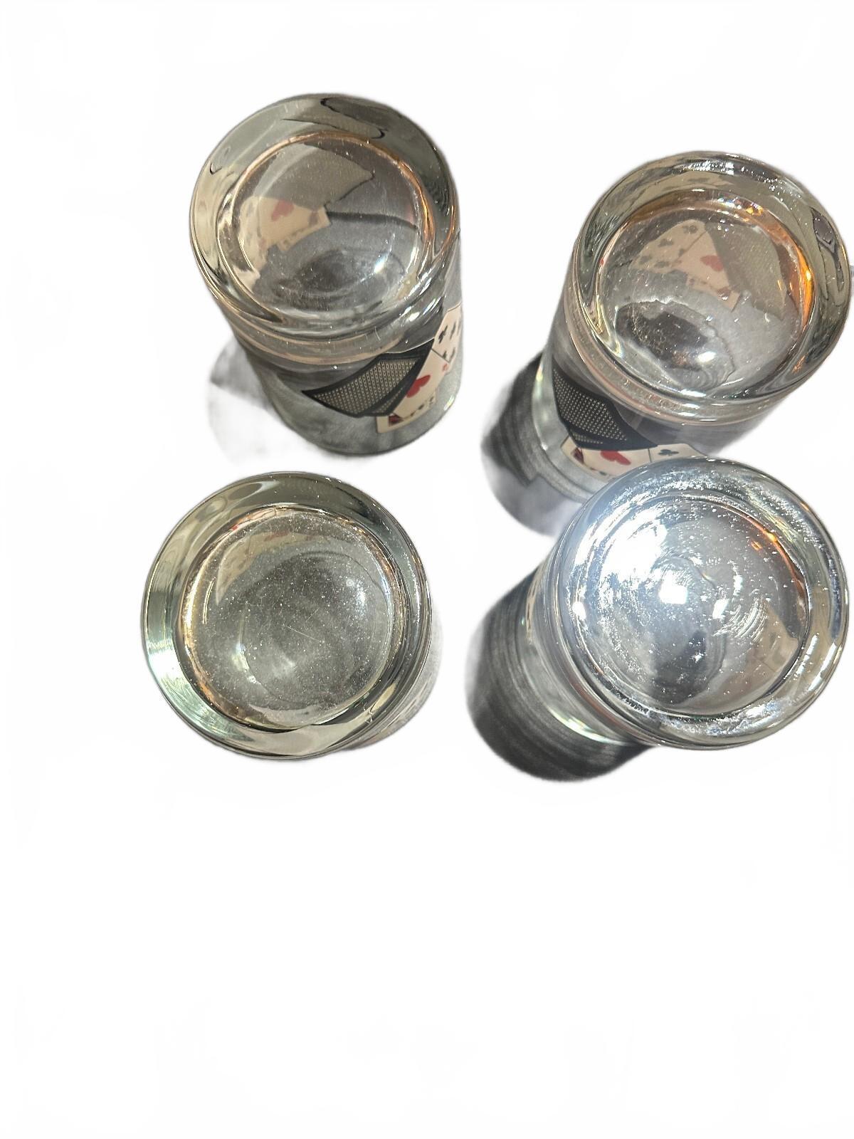 Vintage Poker Playing Card Rocks Glasses Set of 8