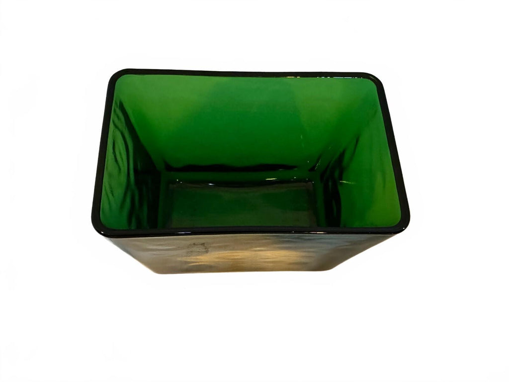 Vintage E.O. Brody Green Glass Rectangular Planter Vase