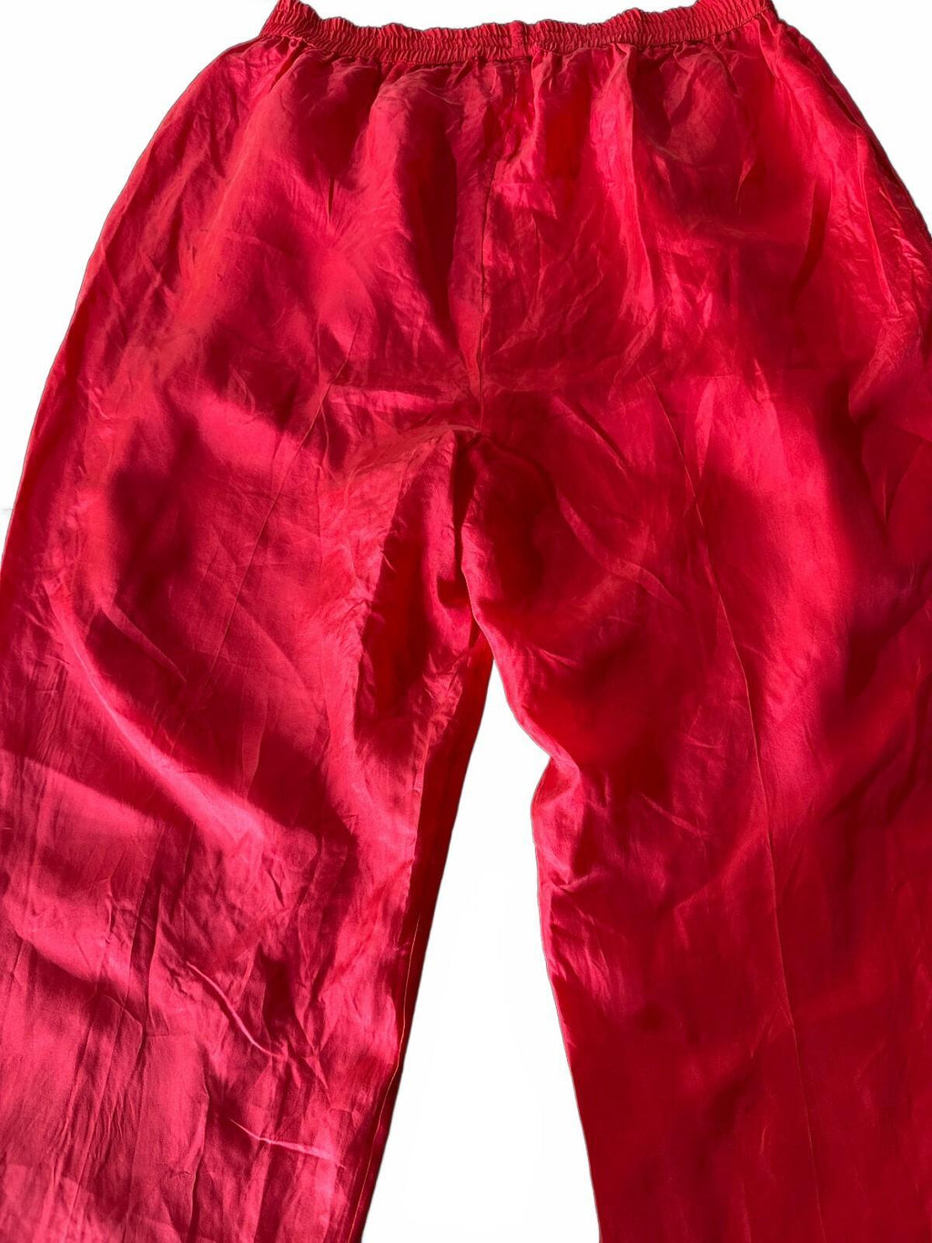 Marnie West Red 100% Silk Pull-On Pants L