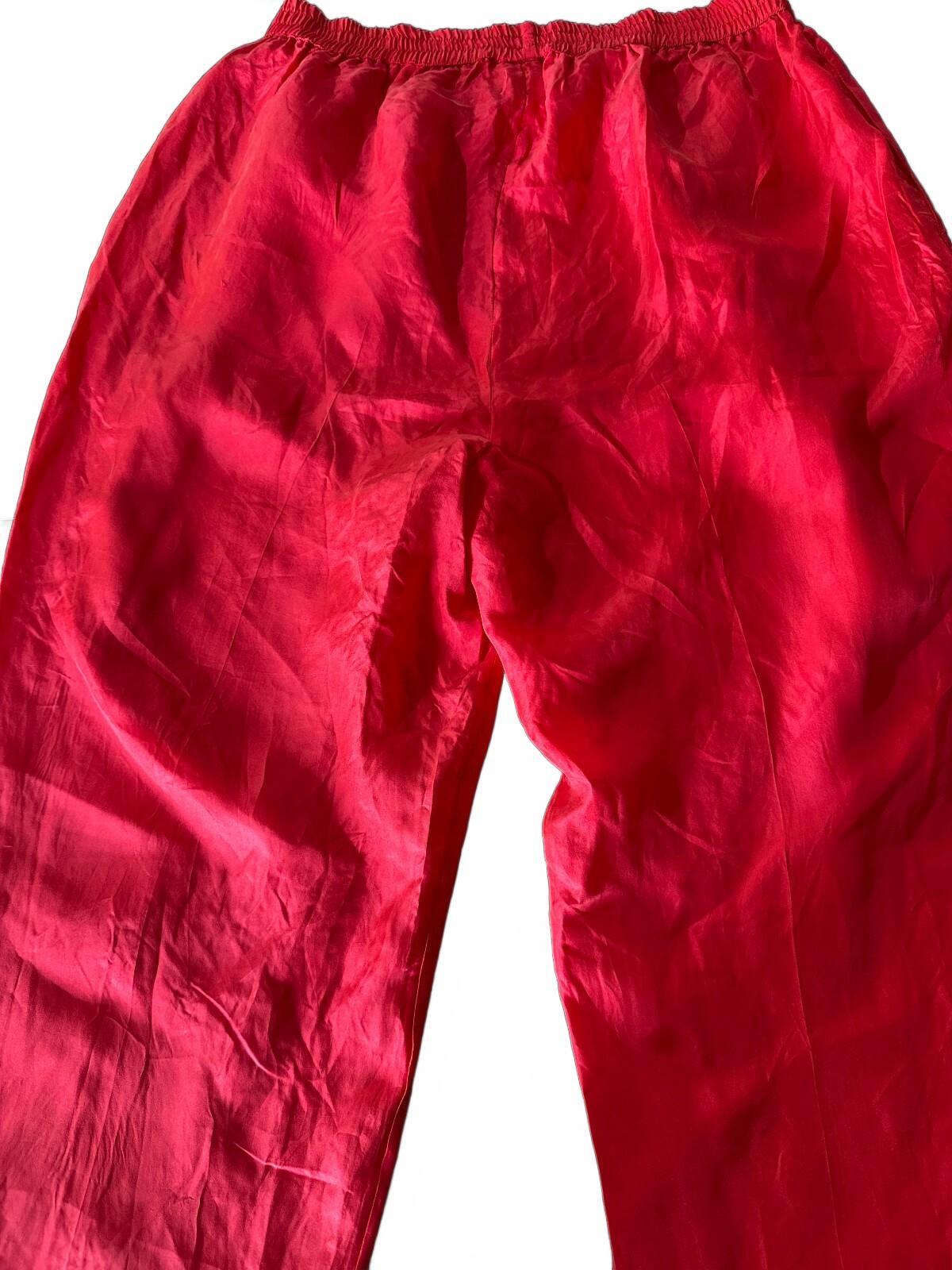 Marnie West Red 100% Silk Pull-On Pants L