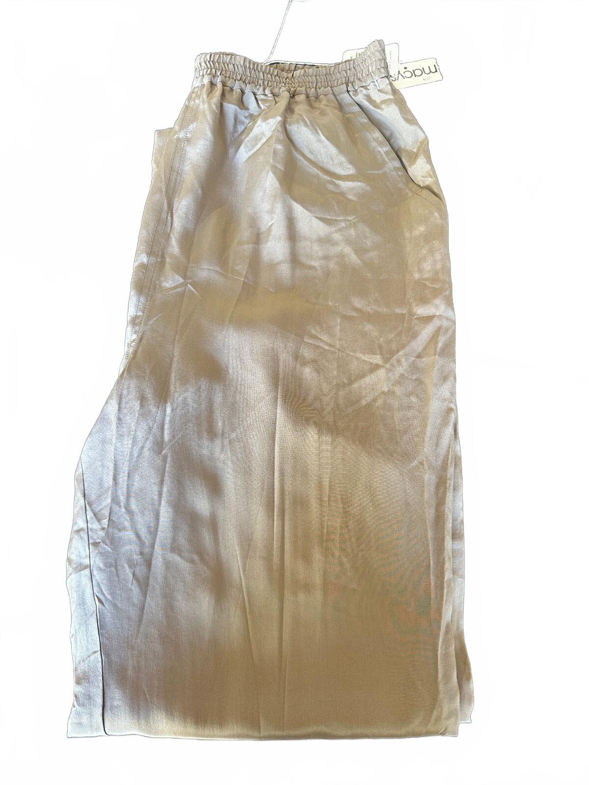 Claude Bennett Taupe Silk Pull-On Pants 10