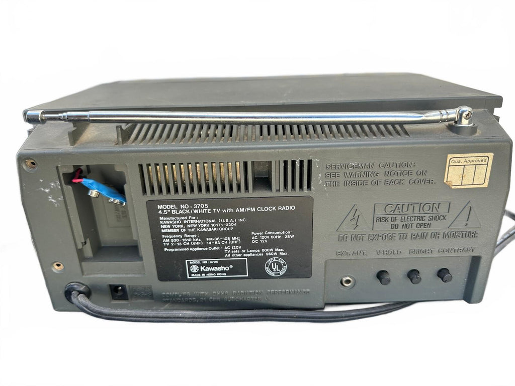 Kawasho 3705 4.5" B&W TV AM/FM Alarm Clock