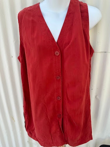 Ellen Tracy Silk Sleeveless Blouse Red 14