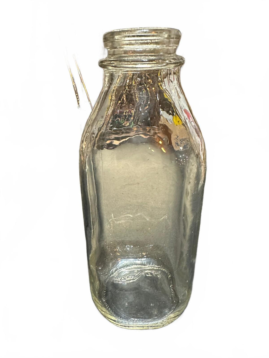 Vintage Quart Glass Milk Bottle Square STAR Base Mark