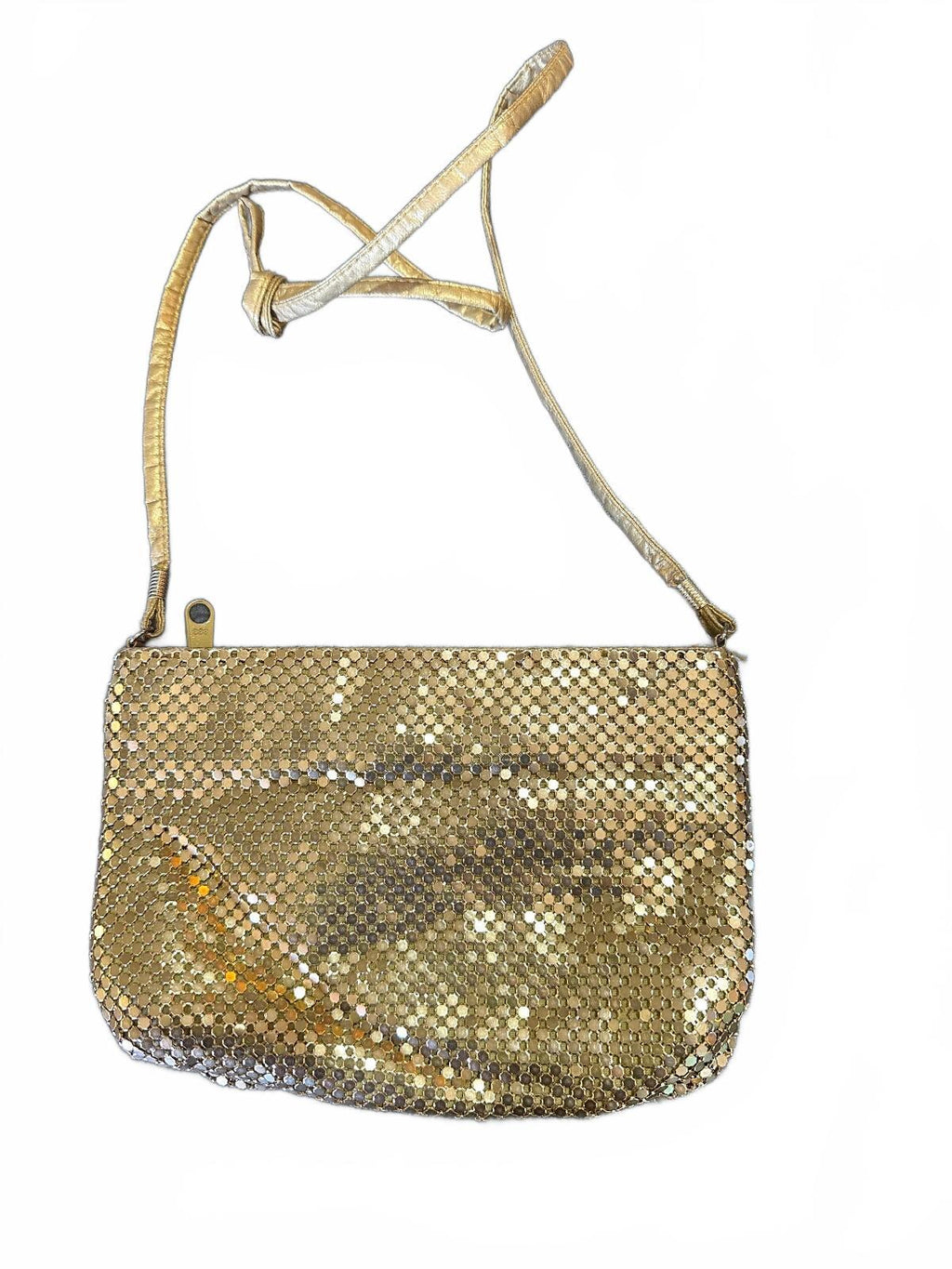 Vintage Gold Metal Mesh Evening Crossbody Purse