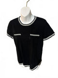 Karl Lagerfeld Paris Black Knit Pocket Top Medium