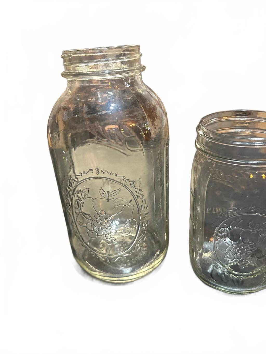 Vintage Ball Mason Fruit Medallion Jars 24oz 48oz Set