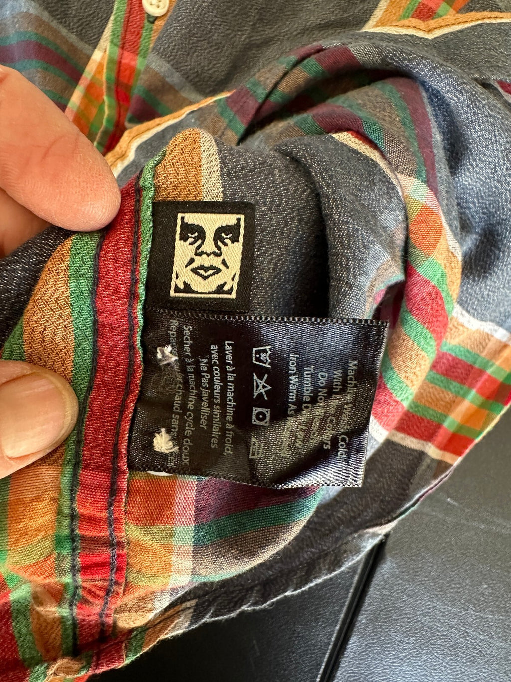 Obey Worldwide Plaid Button-Up Shirt Men's Large