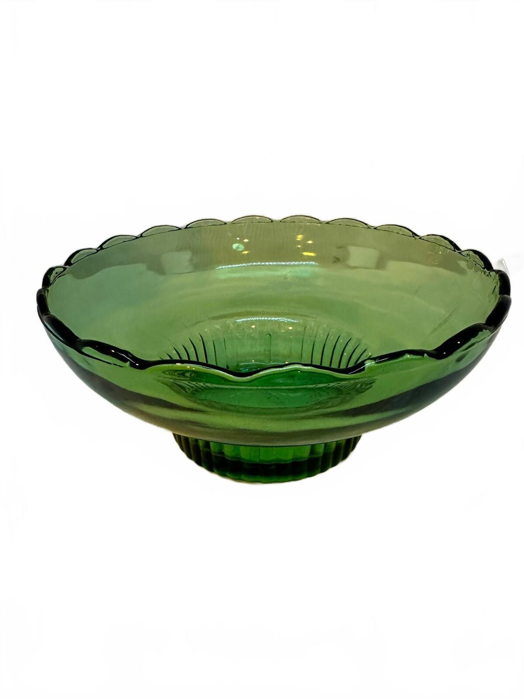 Vintage E.O. Brody M2000 Green Glass Pedestal Bowl