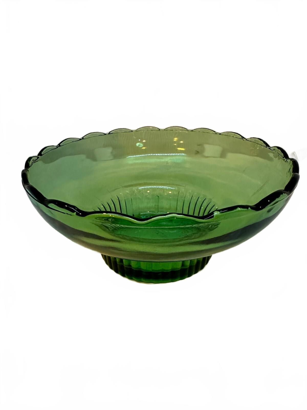 Vintage E.O. Brody M2000 Green Glass Pedestal Bowl