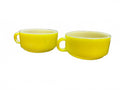 3 Vintage Glasbake Yellow Milk Glass Soup Bowls J-2711