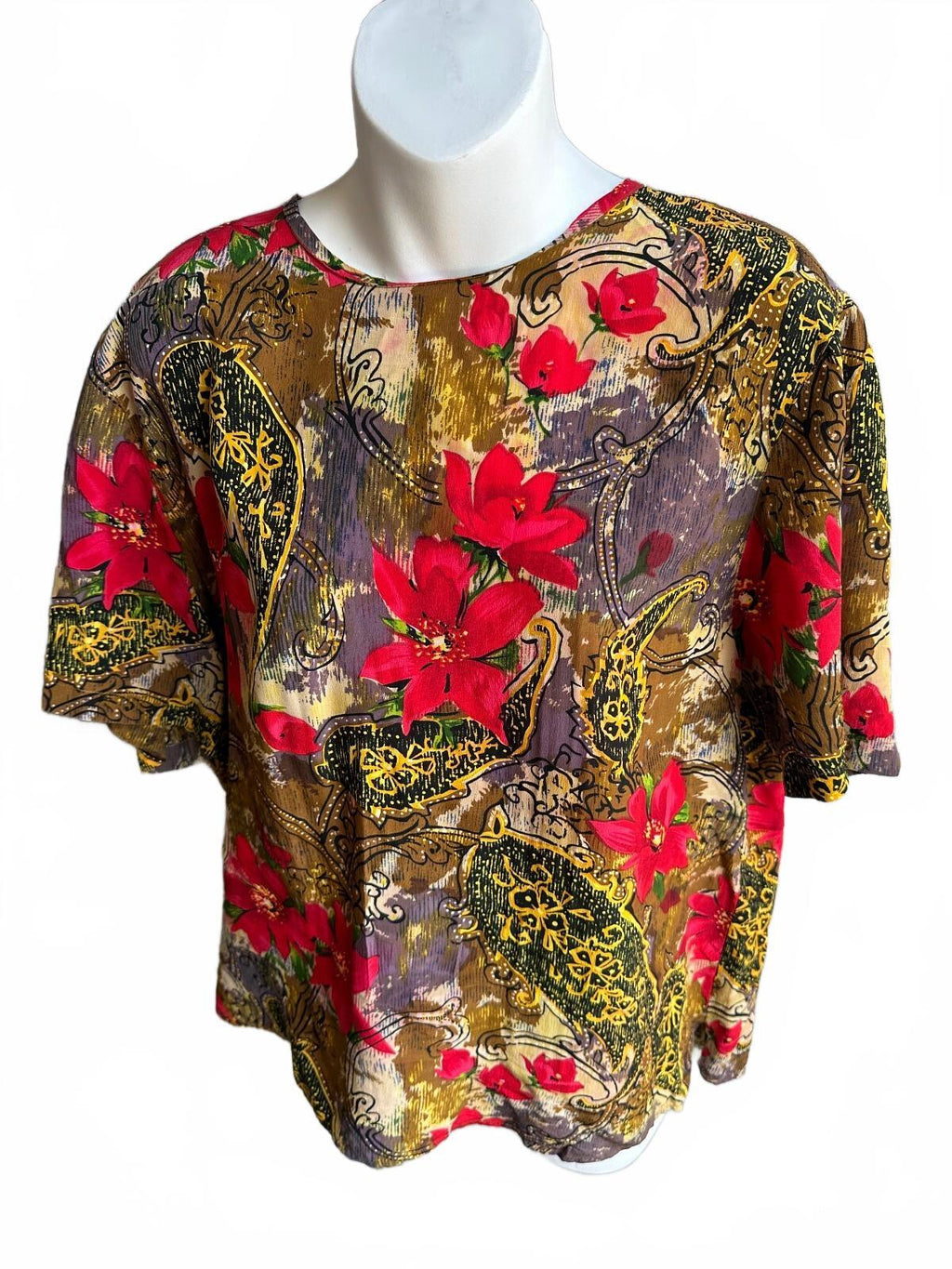 Christie & Jill Silk Floral Paisley Blouse Large