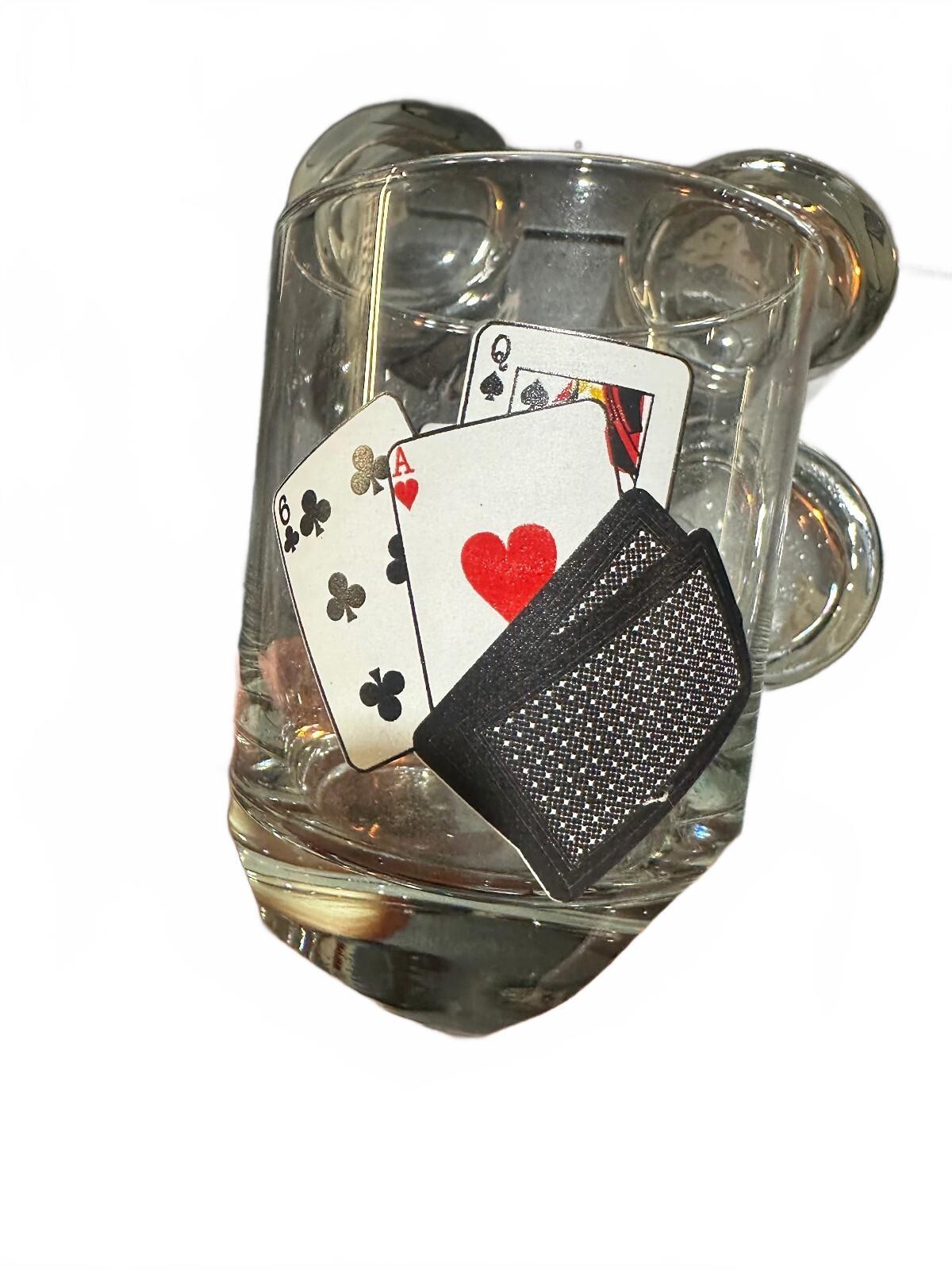 Vintage Poker Playing Card Rocks Glasses Set of 8
